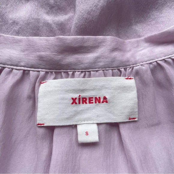 XíRENA Mason Light Pink Silk V-Neck Blouse 22174 - Picture 6 of 9